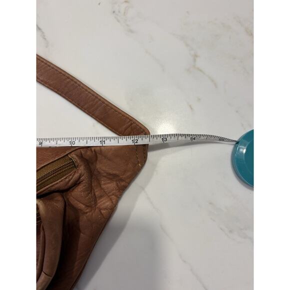 Vintage Brown Leather Fanny Pack Waist Belt Bag Festival Zippers Boho - Picture 7 of 8